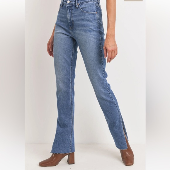 Just Black Denim Women's Medium Denim Side-Slit Straight High Rise Jeans size 25 - Picture 3 of 3